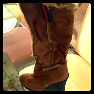 High heel wedge boots